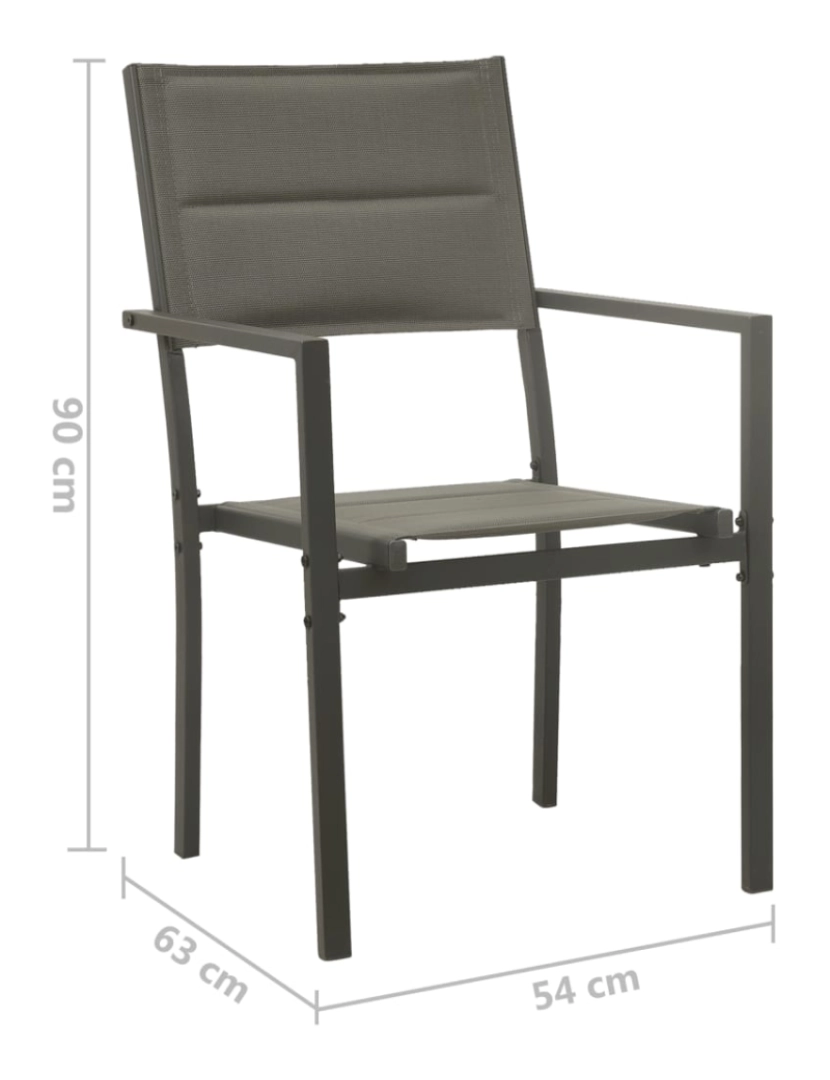 imagem de vidaXL Cadeiras de jardim 2 pcs textilene e aço cinzento/antracite9