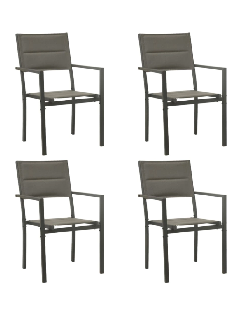 imagem de vidaXL Cadeiras de jardim 4 pcs textilene e aço cinzento/antracite1
