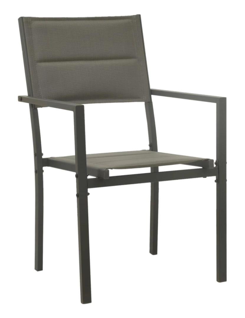 imagem de vidaXL Cadeiras de jardim 4 pcs textilene e aço cinzento/antracite3