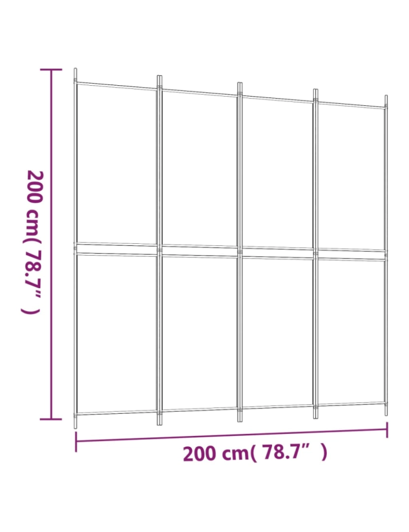 imagem de vidaXL Biombo/divisória com 4 painéis 200x200 cm tecido castanho9