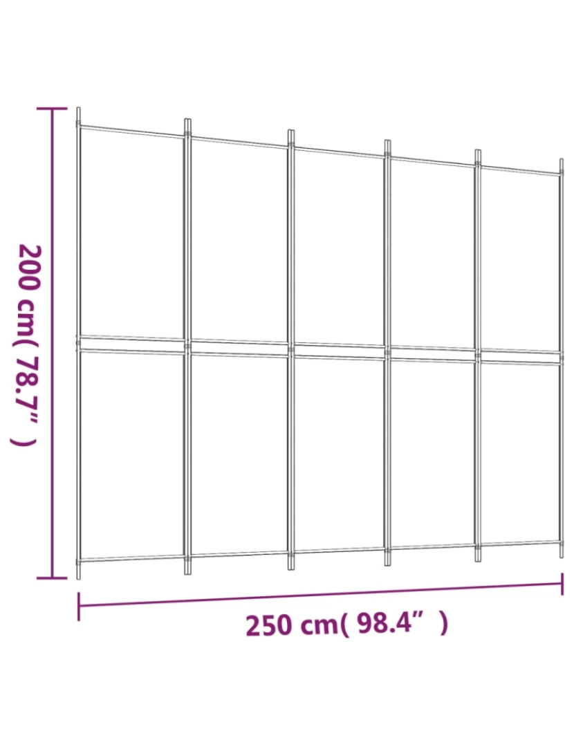 imagem de vidaXL Biombo/divisória com 5 painéis 250x200 cm tecido castanho9