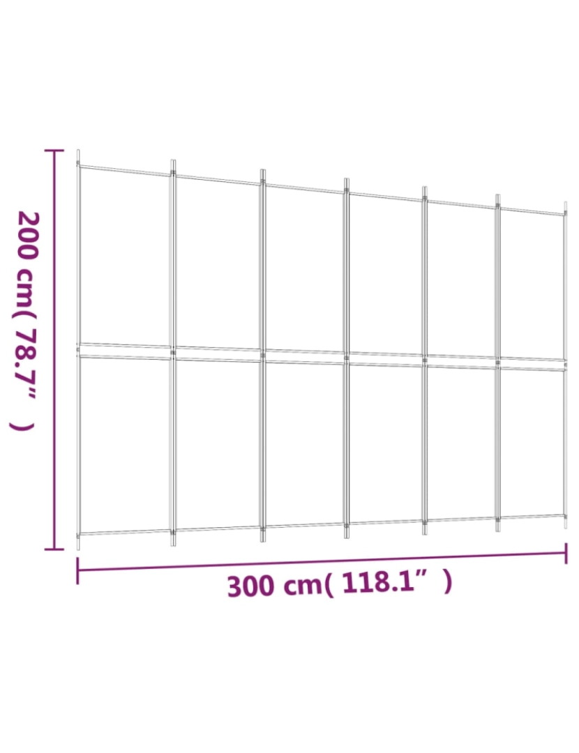 imagem de vidaXL Divisória/biombo com 6 painéis 300x200 cm tecido castanho9