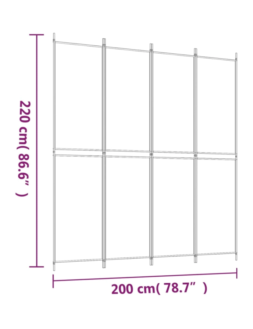 imagem de vidaXL Biombo/divisória com 4 painéis 200x220 cm tecido castanho9