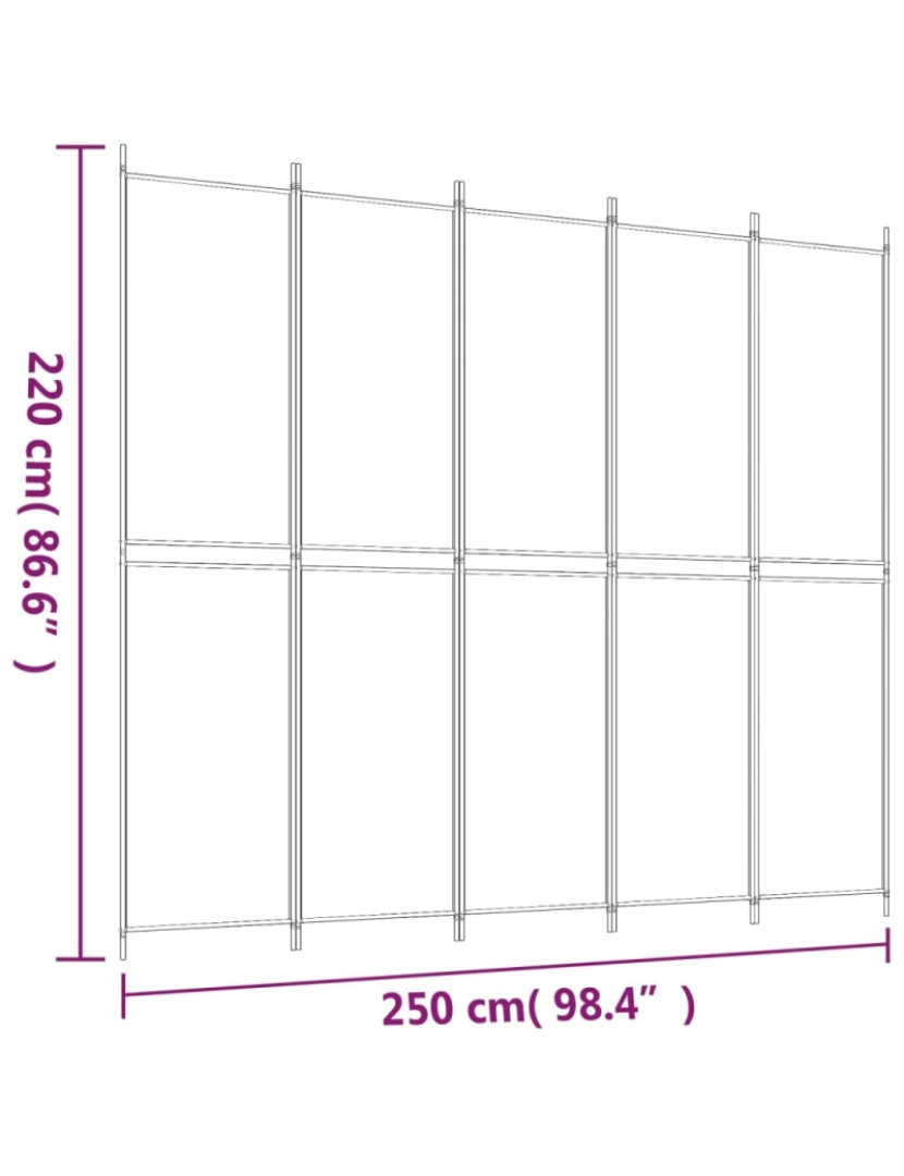 imagem de vidaXL Divisória de quarto com 5 painéis 250x220 cm tecido preto9