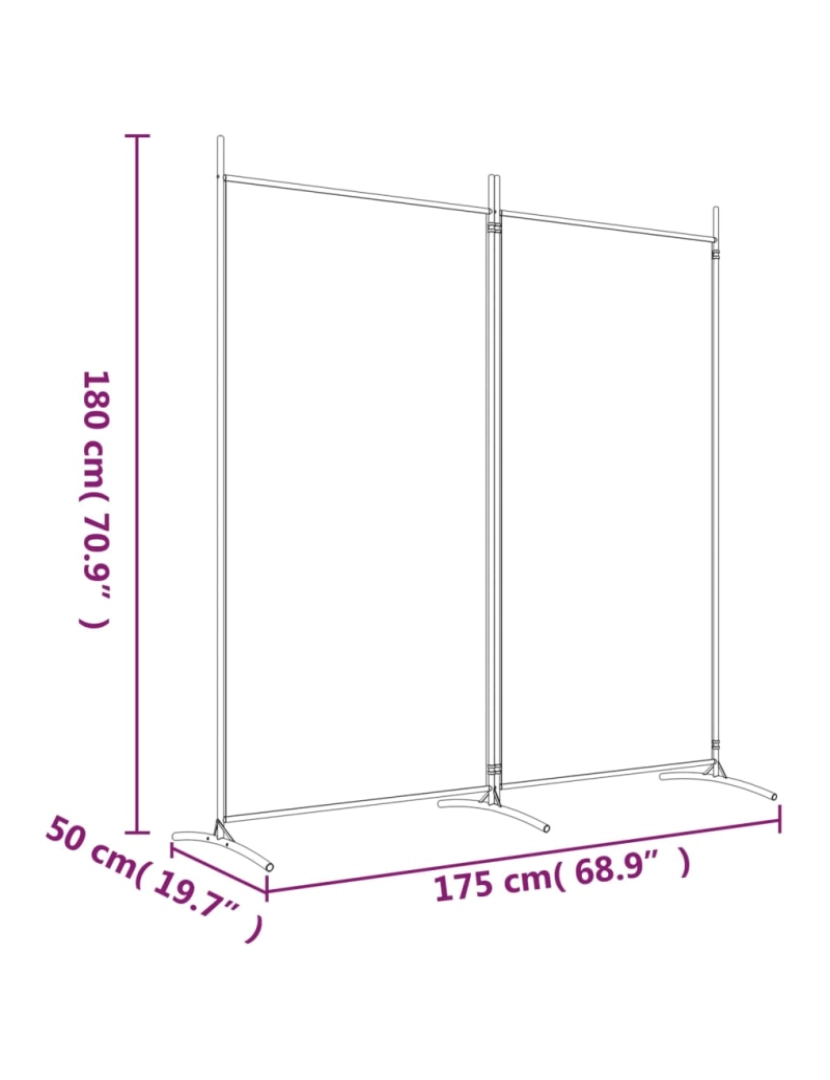 imagem de vidaXL Divisória de quarto com 2 painel 175x180 cm castanho tecido9