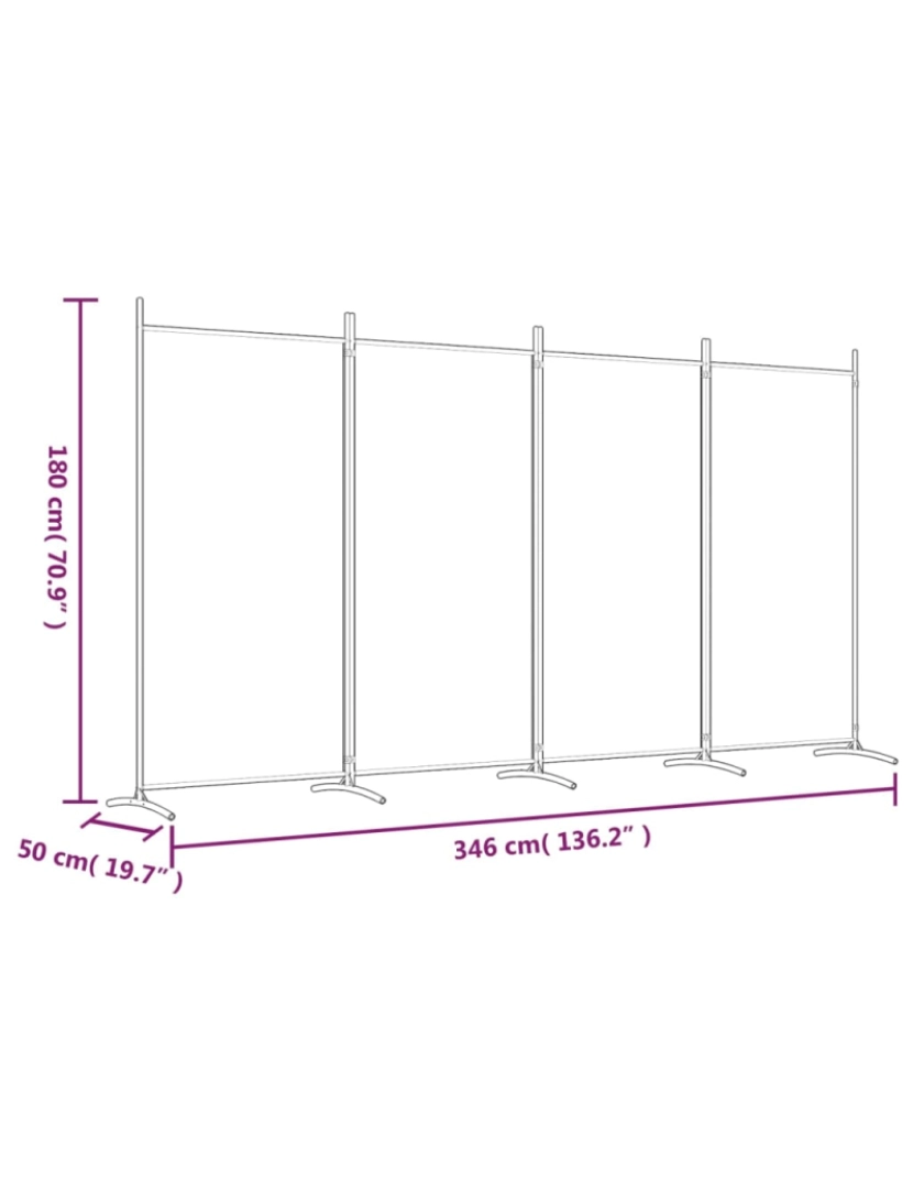 imagem de vidaXL Divisória de quarto com 4 painéis 346x180 cm tecido castanho9