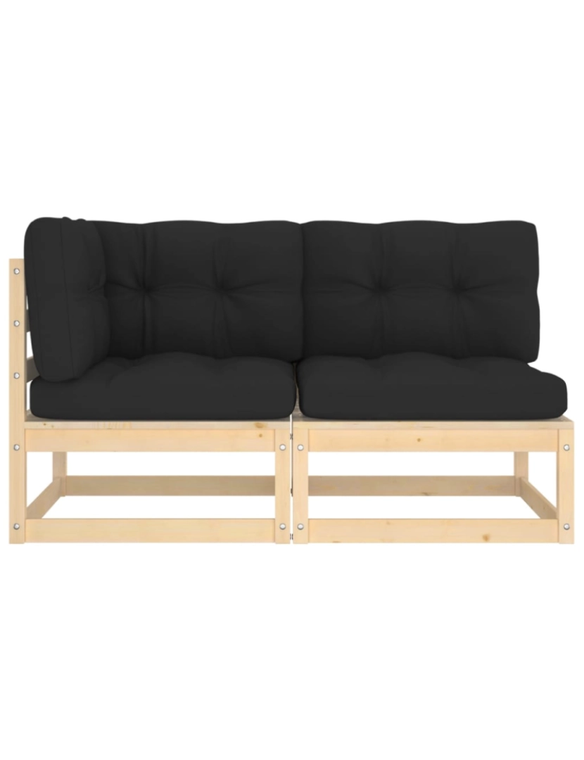 imagem de vidaXL 2 pcs conjunto lounge de jardim com almofadões pinho maciço3