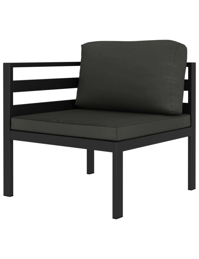 imagem de vidaXL 3 pcs conjunto lounge jardim com almofadões alumínio antracite3