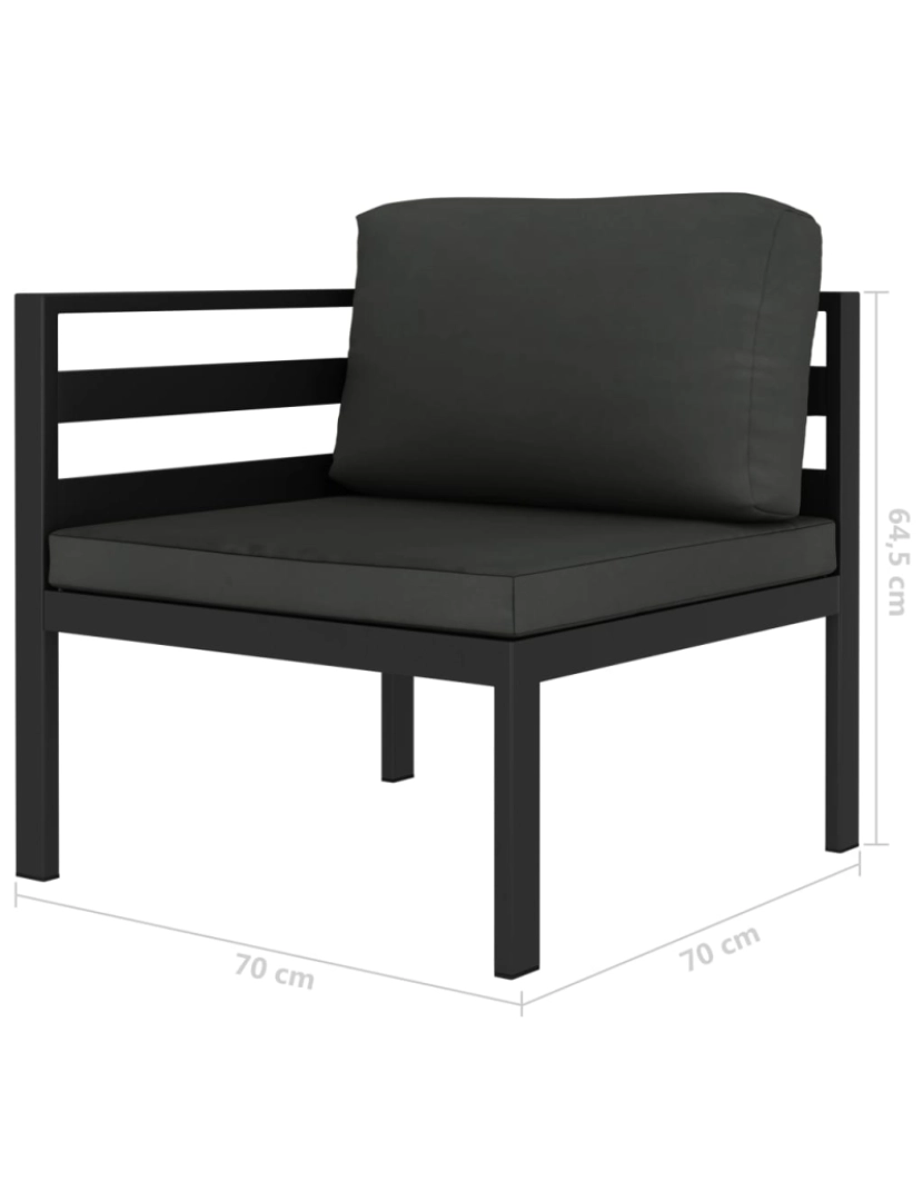 imagem de vidaXL 3 pcs conjunto lounge jardim com almofadões alumínio antracite5