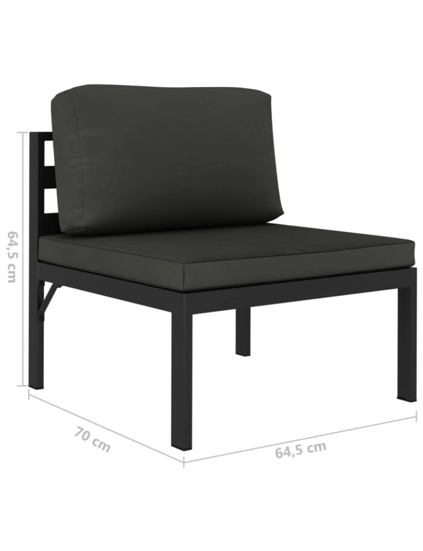 imagem de vidaXL 3 pcs conjunto lounge jardim com almofadões alumínio antracite6