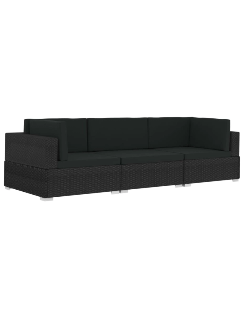 Vidaxl - vidaXL 3 pcs conjunto sofás de jardim c/ almofadões vime PE preto