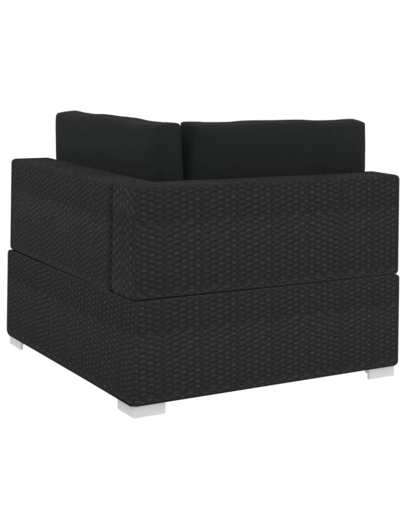 imagem de vidaXL 3 pcs conjunto sofás de jardim c/ almofadões vime PE preto7