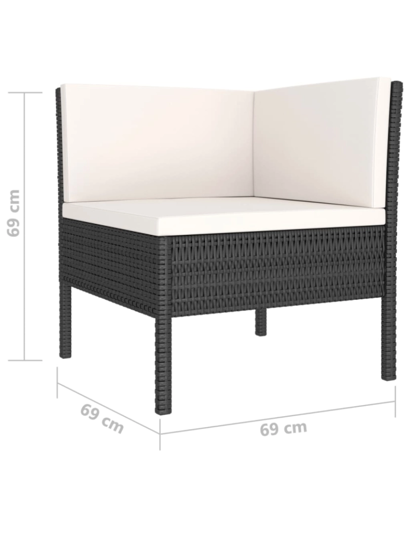 imagem de vidaXL 10 pcs conjunto lounge de jardim c/ almofadões vime PE preto7