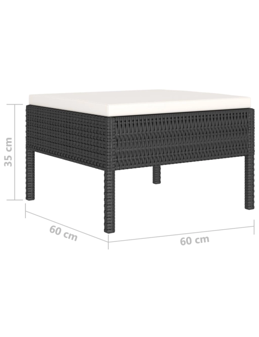 imagem de vidaXL 10 pcs conjunto lounge de jardim c/ almofadões vime PE preto9