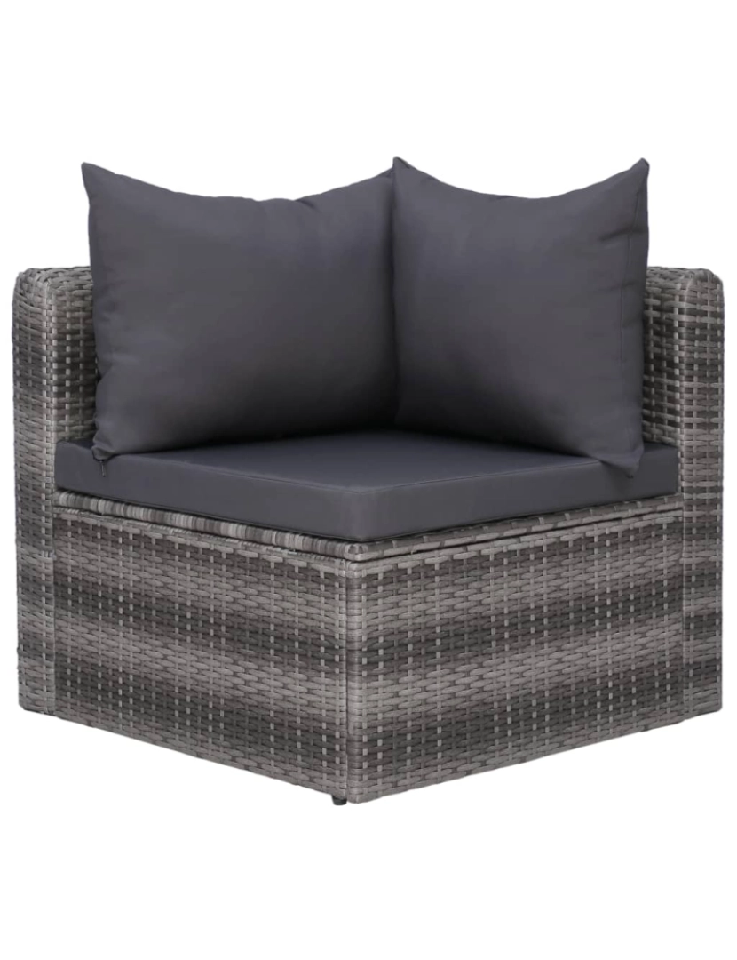 imagem de vidaXL 9 pcs conjunto lounge de jardim c/ almofadões vime PE cinzento5