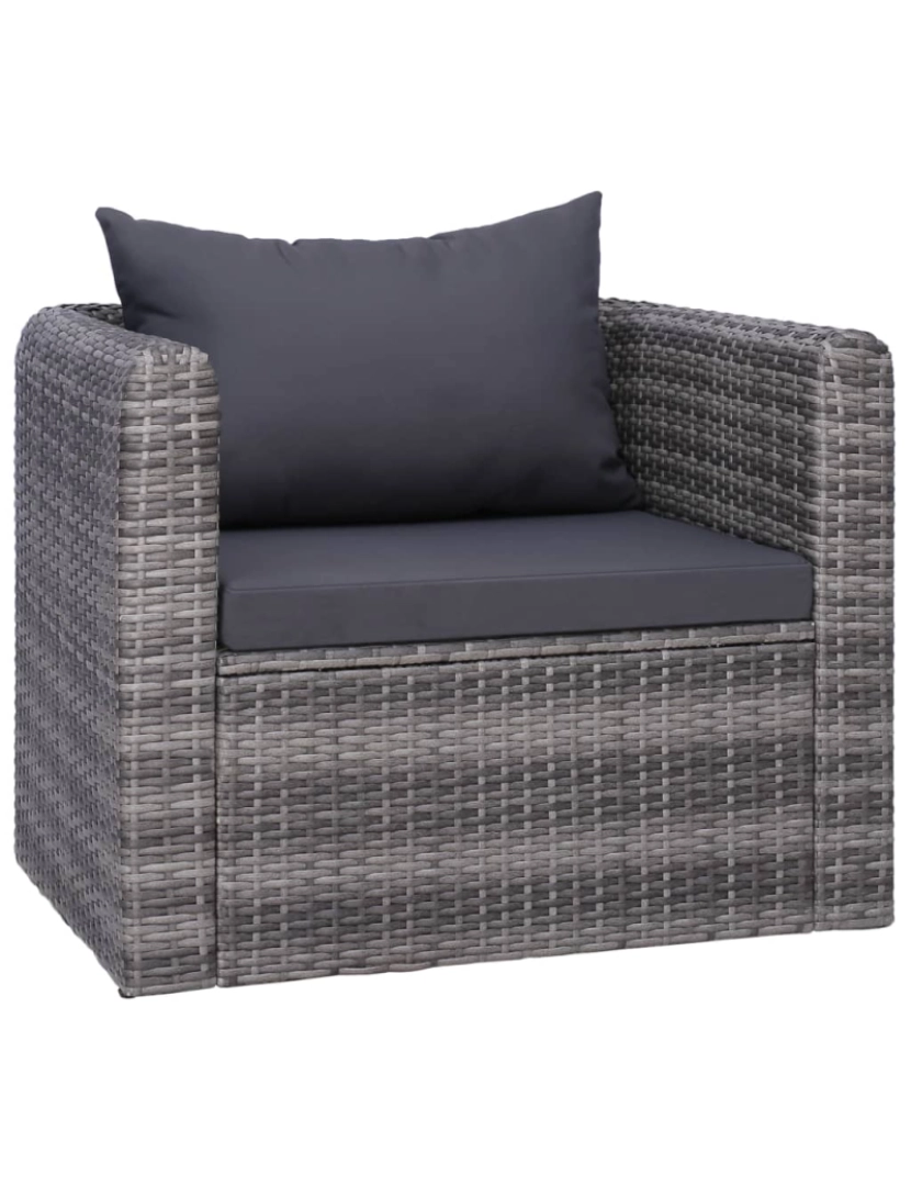 imagem de vidaXL 9 pcs conjunto lounge de jardim c/ almofadões vime PE cinzento6