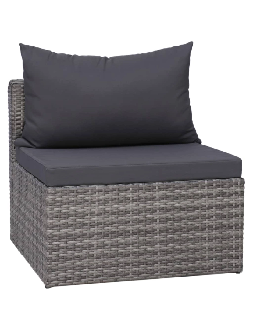 imagem de vidaXL 9 pcs conjunto lounge de jardim c/ almofadões vime PE cinzento7