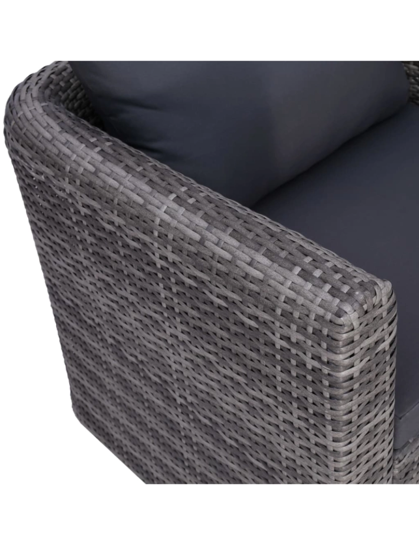 imagem de vidaXL 9 pcs conjunto lounge de jardim c/ almofadões vime PE cinzento8