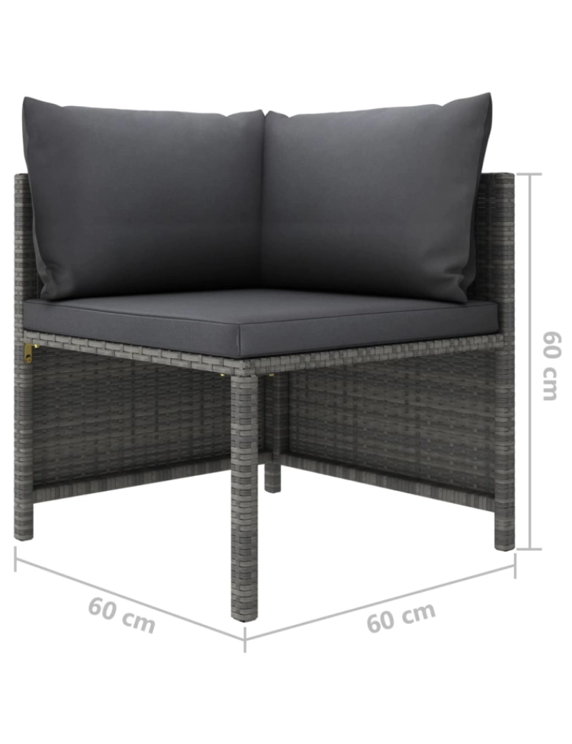 imagem de vidaXL 6 pcs conjunto lounge de jardim c/ almofadões vime PE cinzento11