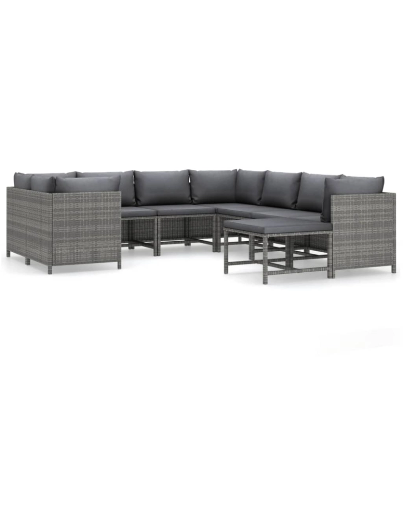 Vidaxl - vidaXL 9 pcs conjunto lounge de jardim c/ almofadões vime PE cinzento