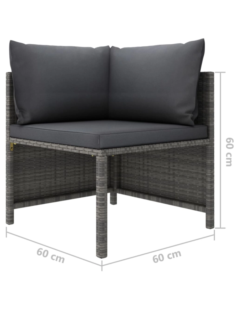 imagem de vidaXL 9 pcs conjunto lounge de jardim c/ almofadões vime PE cinzento11