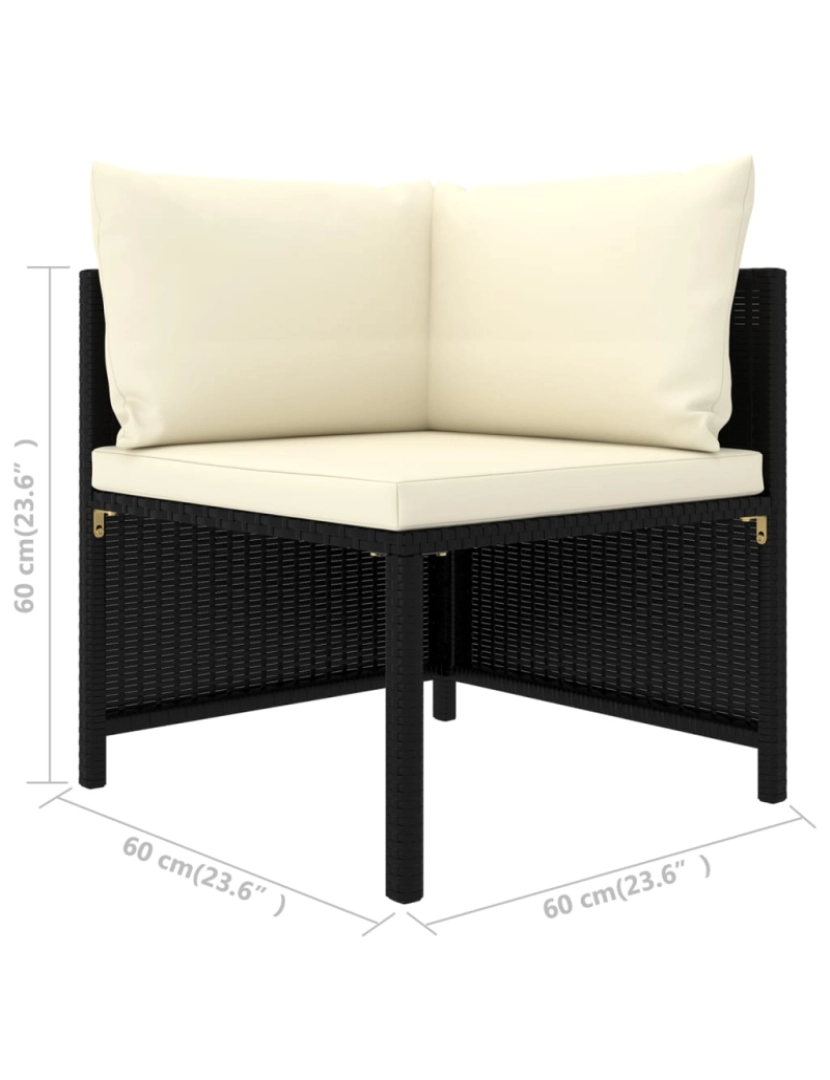 imagem de vidaXL 8 pcs conjunto lounge de jardim c/ almofadões vime PE preto11