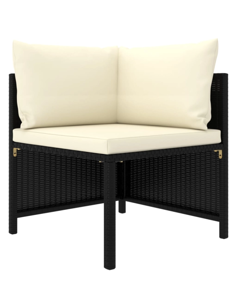 imagem de vidaXL 8 pcs conjunto lounge de jardim c/ almofadões vime PE preto4