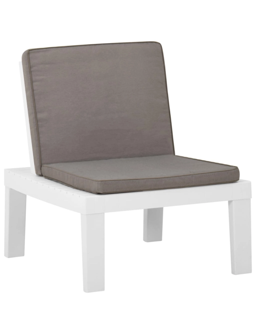 imagem de vidaXL Cadeiras de jardim com almofadões 2 pcs plástico branco4