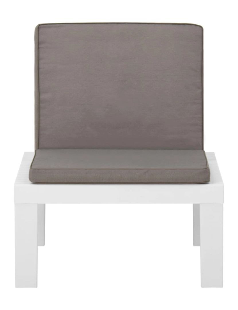 imagem de vidaXL Cadeiras de jardim com almofadões 2 pcs plástico branco5