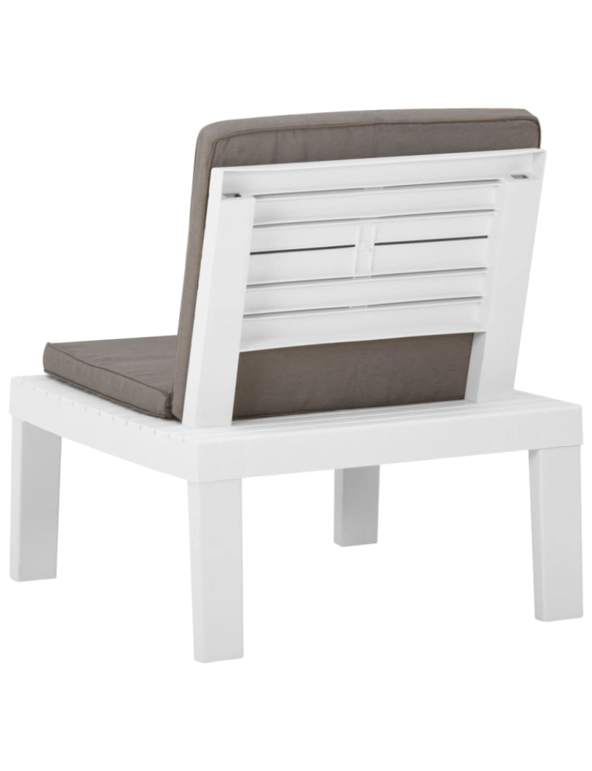 imagem de vidaXL Cadeiras de jardim com almofadões 2 pcs plástico branco7