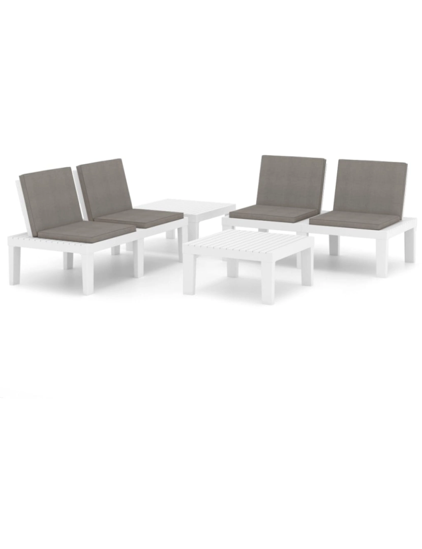 Vidaxl - vidaXL 4 pcs conjunto lounge de jardim com almofadões plástico branco