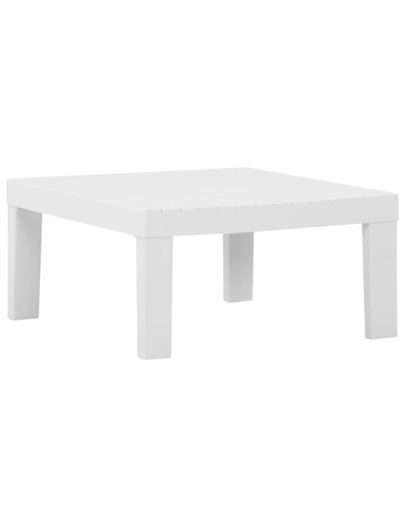 imagem de vidaXL 4 pcs conjunto lounge de jardim com almofadões plástico branco4