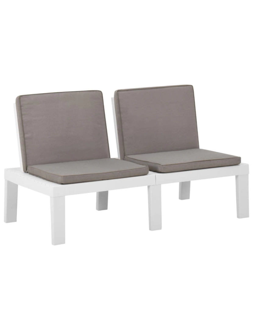 imagem de vidaXL 4 pcs conjunto lounge de jardim com almofadões plástico branco7