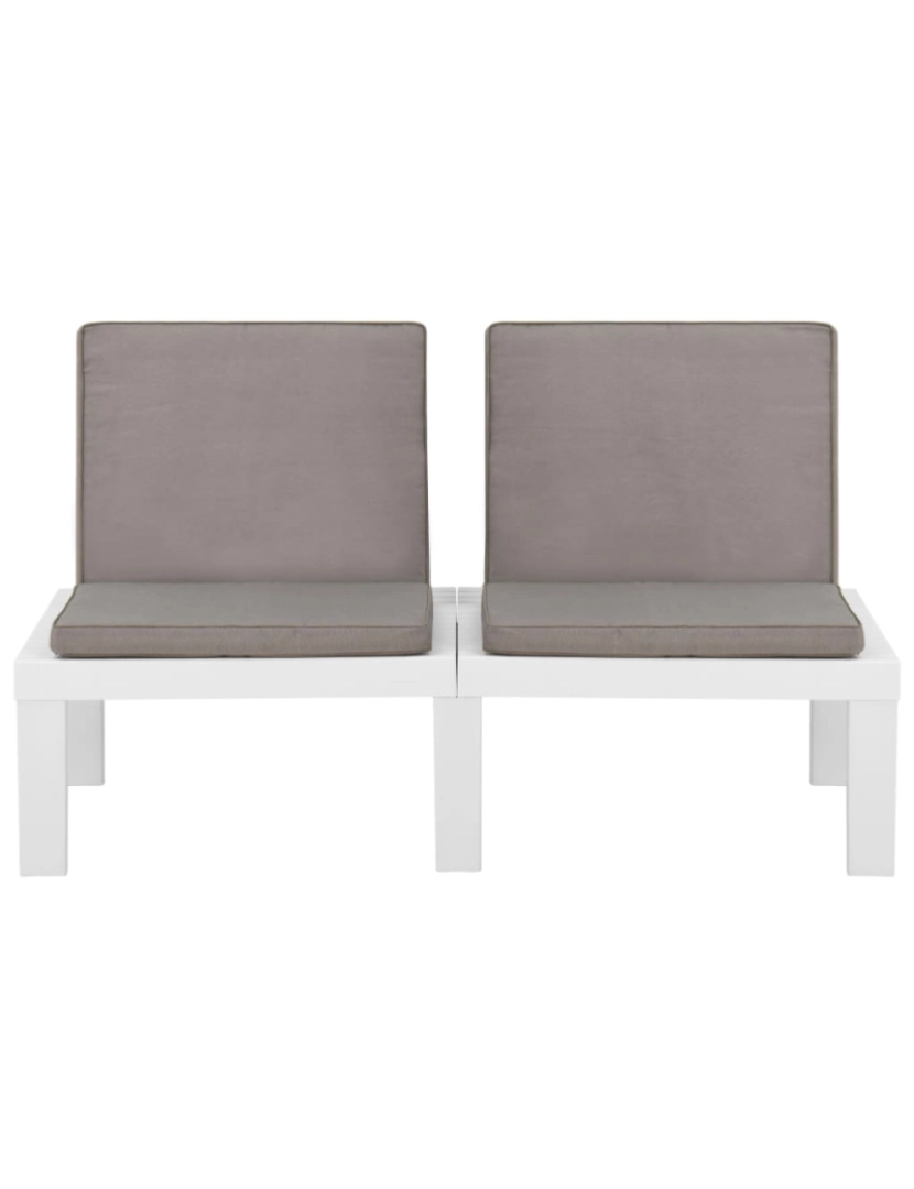 imagem de vidaXL 4 pcs conjunto lounge de jardim com almofadões plástico branco8