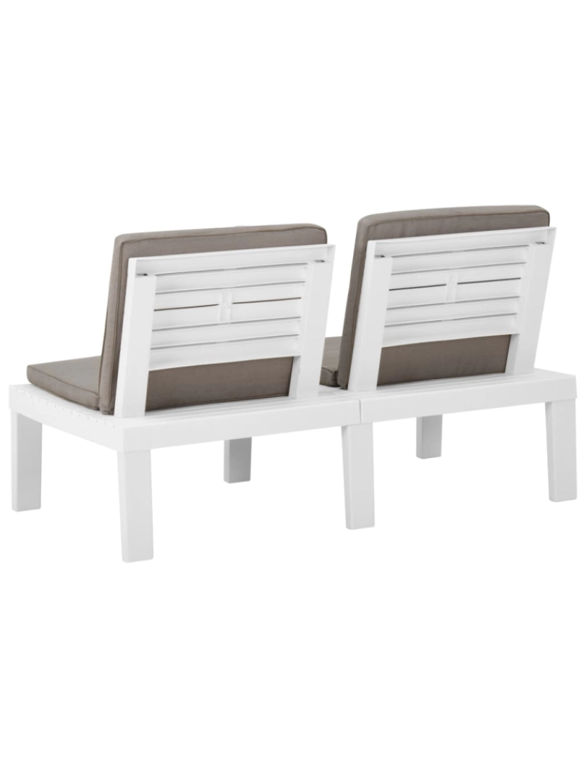 imagem de vidaXL 4 pcs conjunto lounge de jardim com almofadões plástico branco9