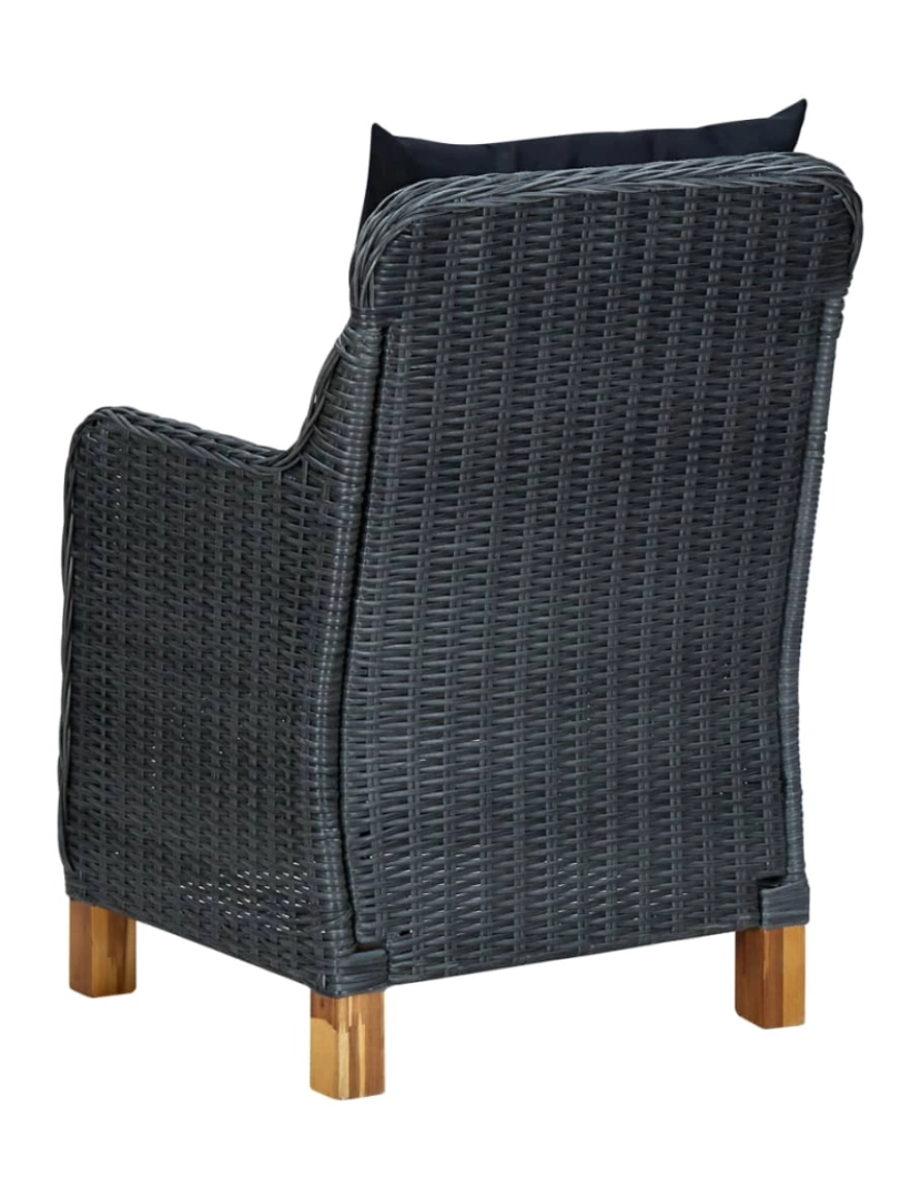 imagem de vidaXL 3 pcs conj. lounge jardim c/ almofadões vime PE cinzento-escuro8