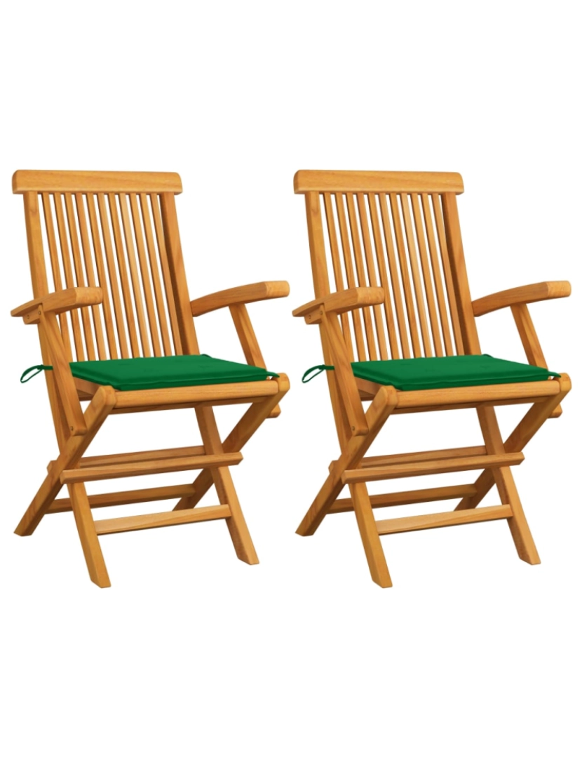 Vidaxl - vidaXL Cadeiras de jardim c/ almofadões verdes 2 pcs teca maciça