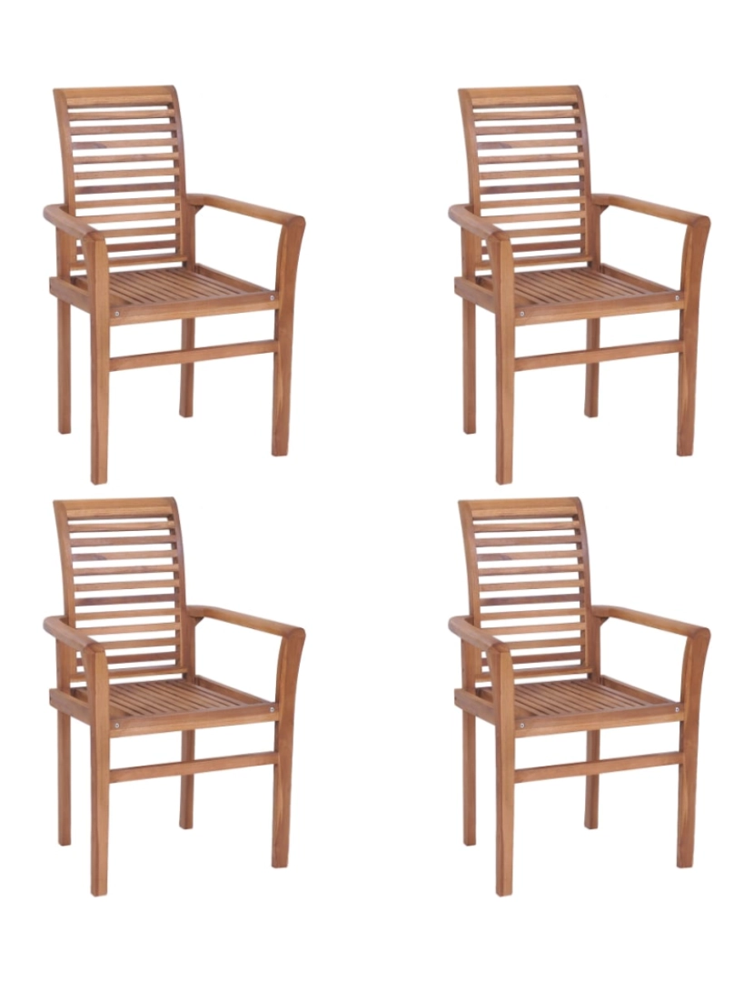 imagem de vidaXL Cadeiras de jantar 4 pcs c/ almofadões branco nata teca maciça4