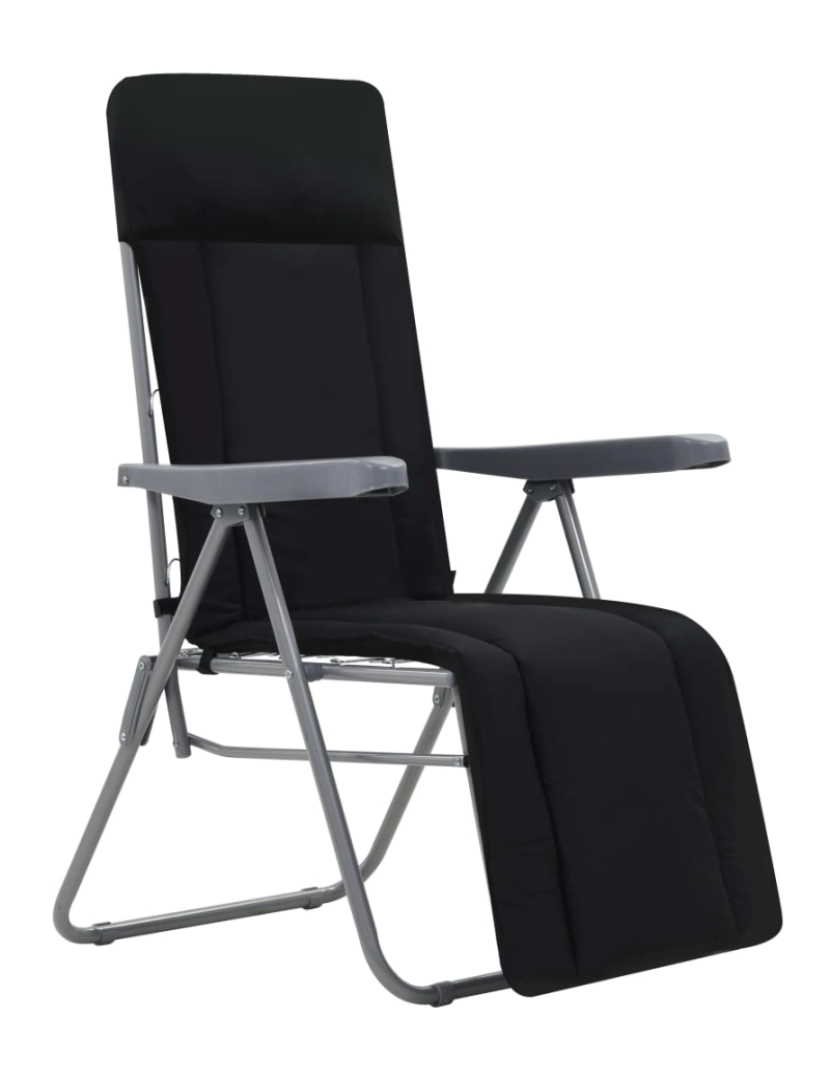 imagem de vidaXL Cadeiras de jardim dobráveis com almofadões 2 pcs preto3