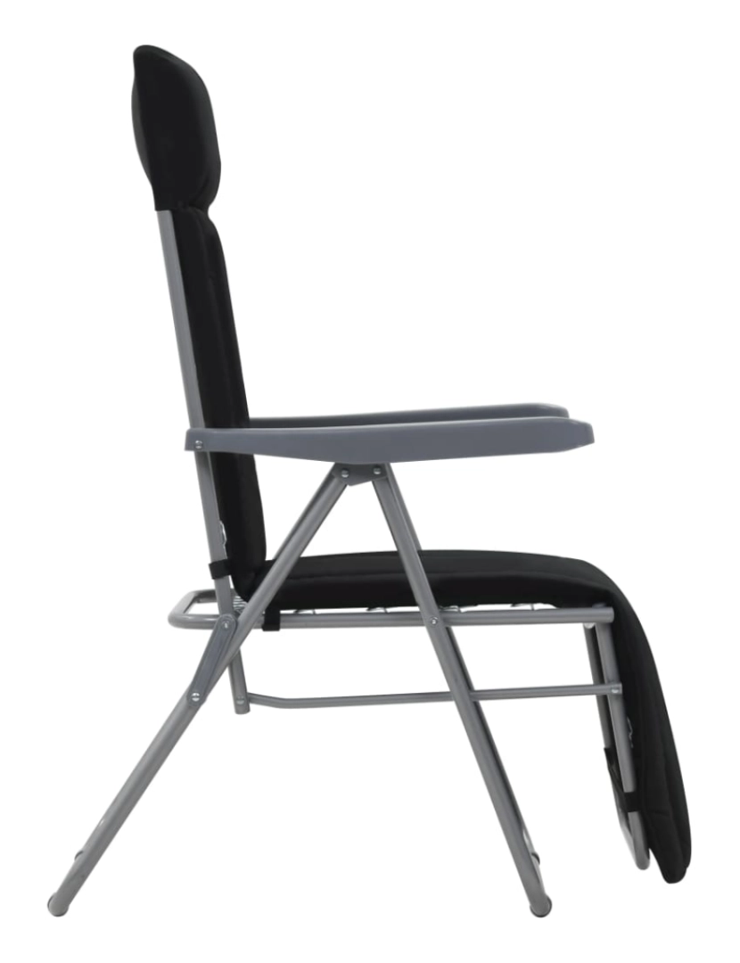 imagem de vidaXL Cadeiras de jardim dobráveis com almofadões 2 pcs preto6