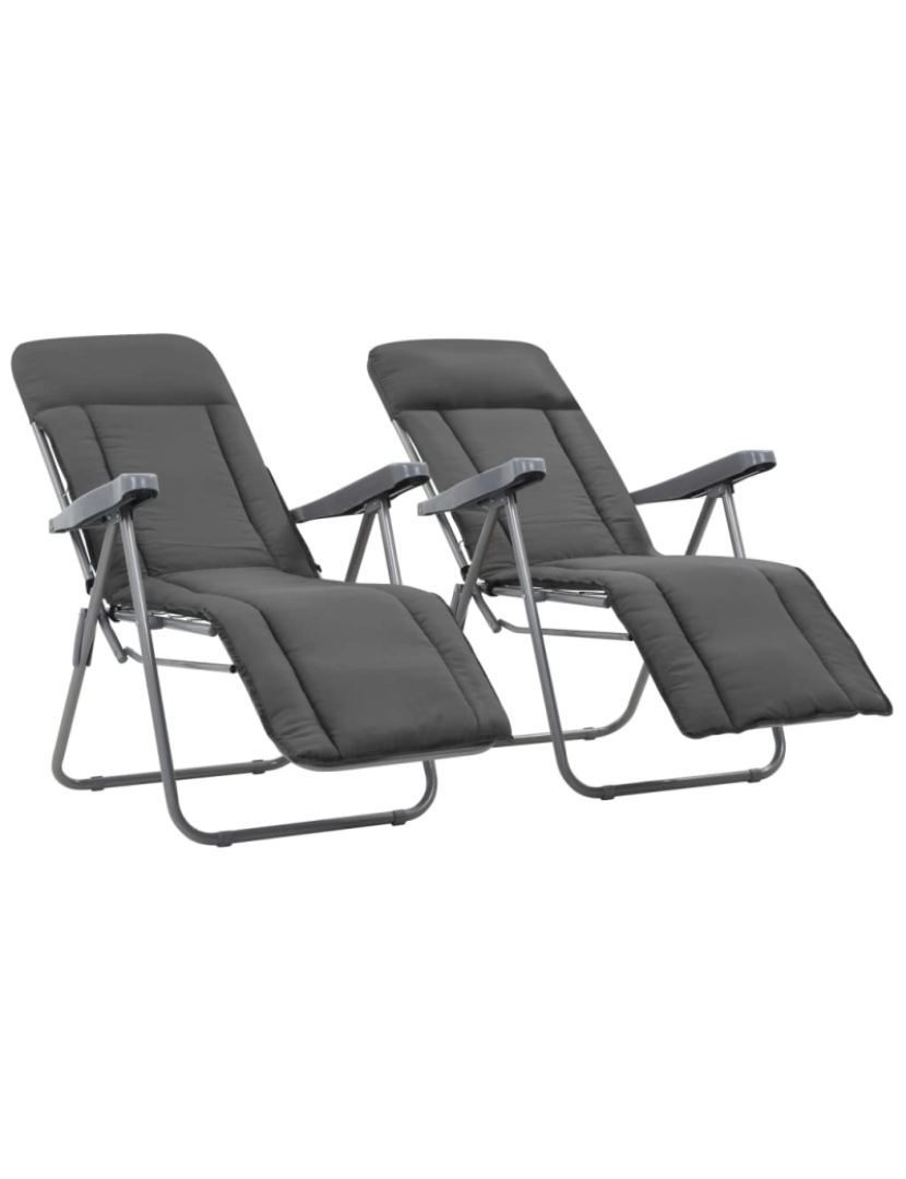 Vidaxl - vidaXL Cadeiras de jardim dobráveis com almofadões 2 pcs cinzento