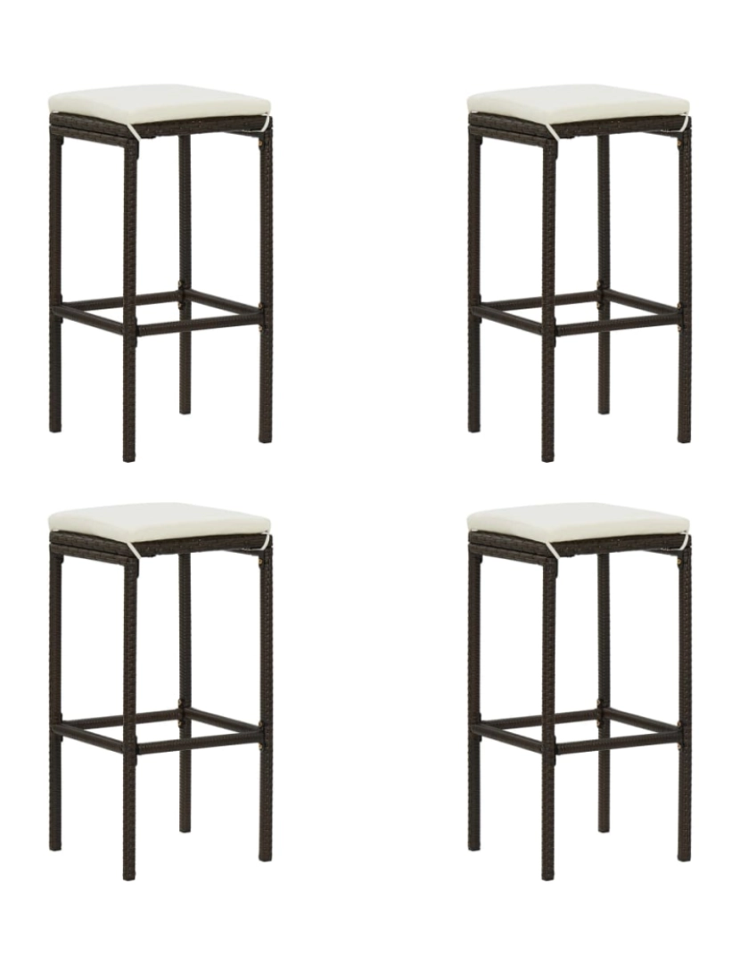 imagem de vidaXL 9 pcs conjunto de bar p/ jardim com almofadões vime PE castanho7