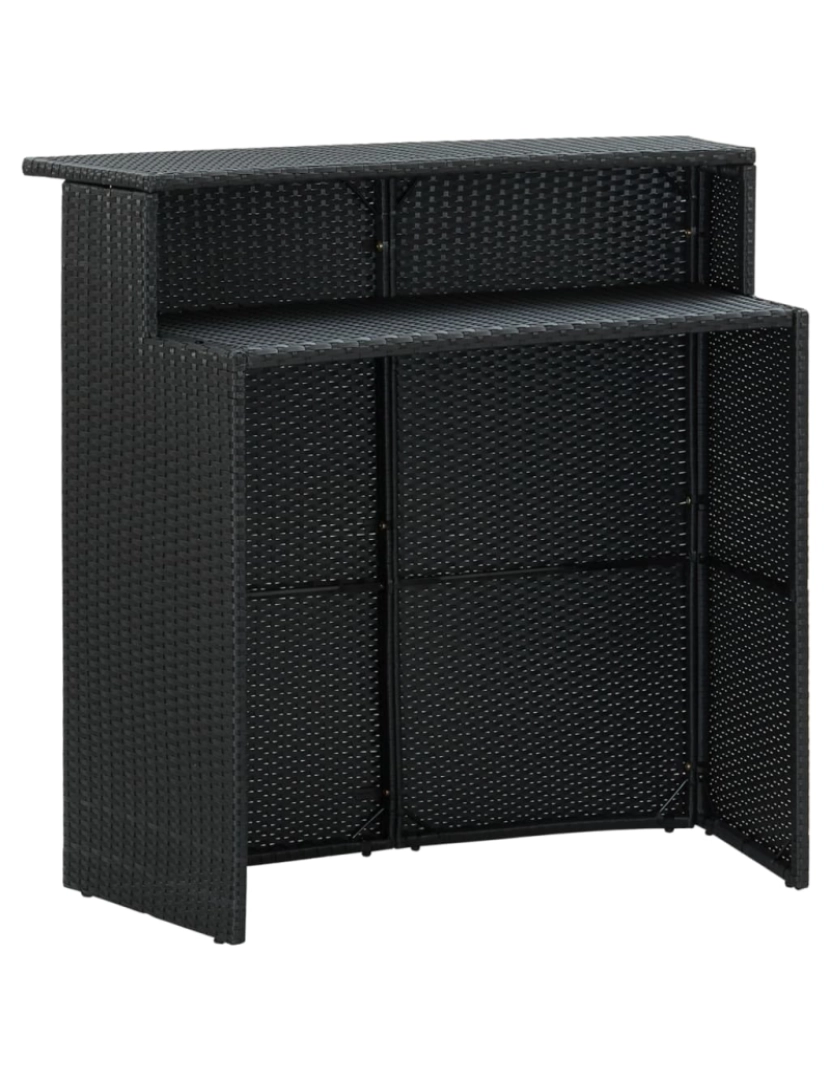 imagem de vidaXL 3 pcs conjunto de bar para jardim com almofadões preto6