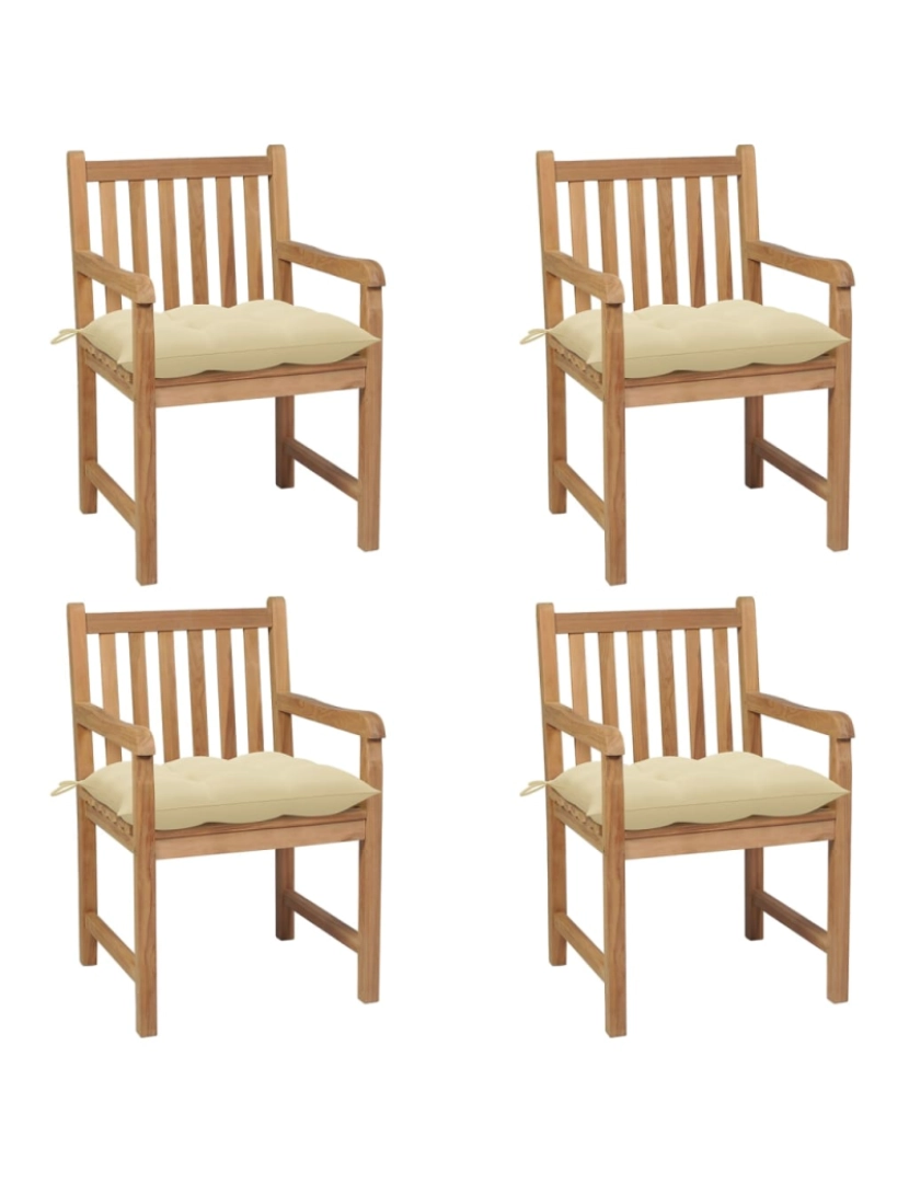 Vidaxl - vidaXL Cadeiras de jardim c/ almofadões branco nata 4 pcs teca maciça
