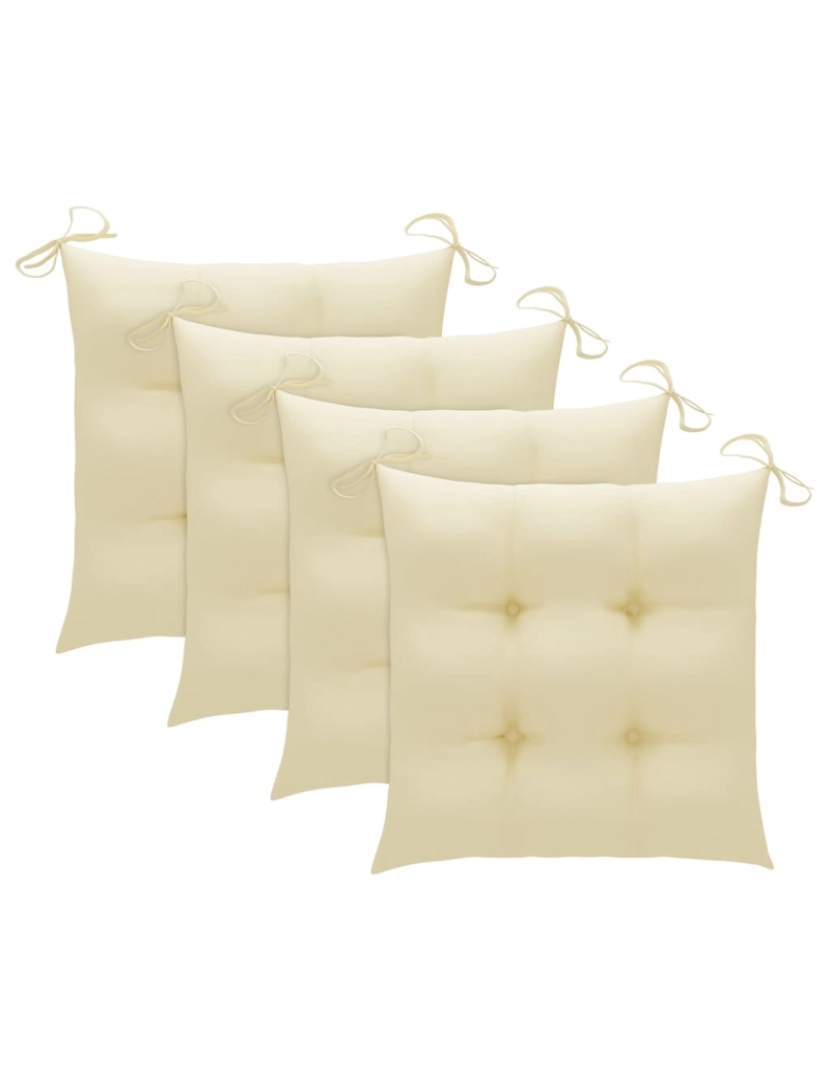 imagem de vidaXL Cadeiras de jardim c/ almofadões branco nata 4 pcs teca maciça8