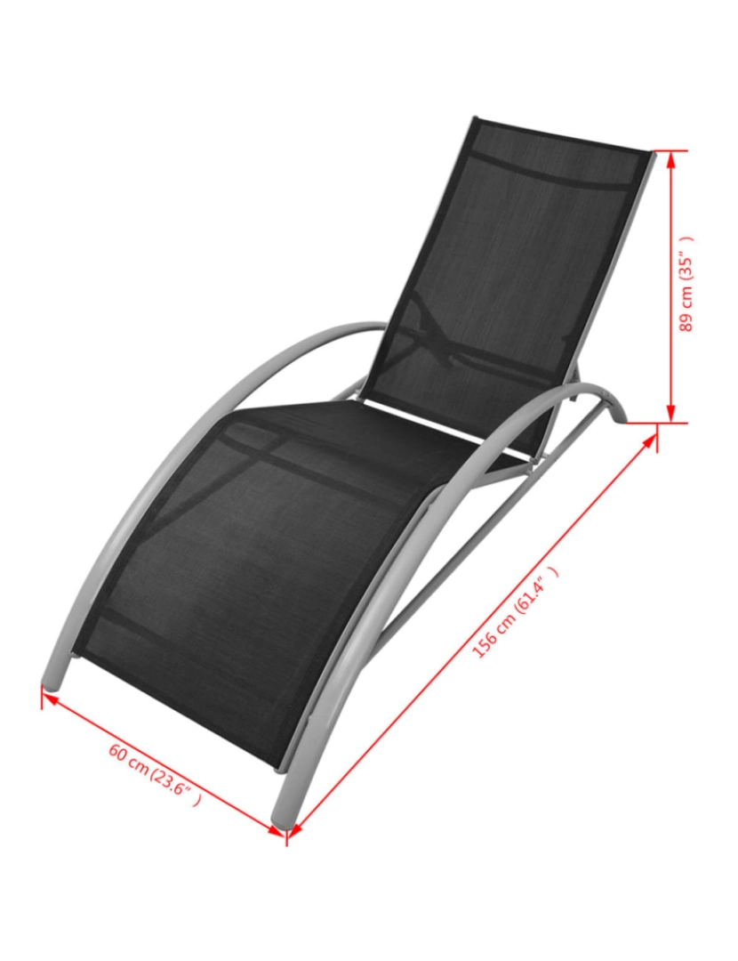 imagem de vidaXL Espreguiçadeira alumínio preto7