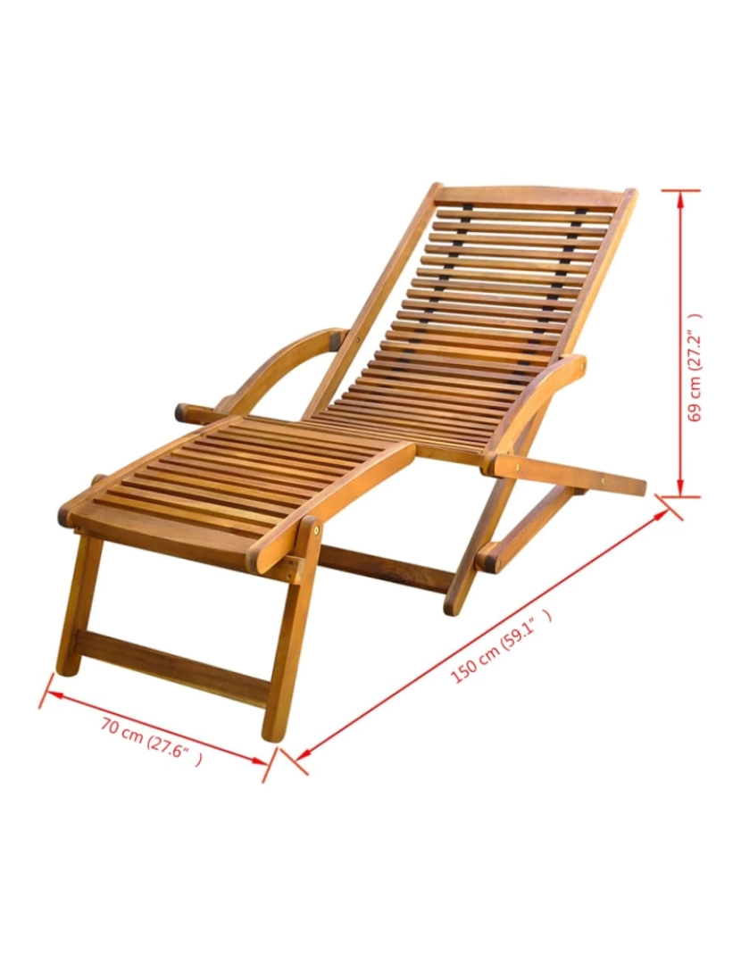 imagem de vidaXL Espreguiçadeira com apoios de pé madeira acácia maciça9