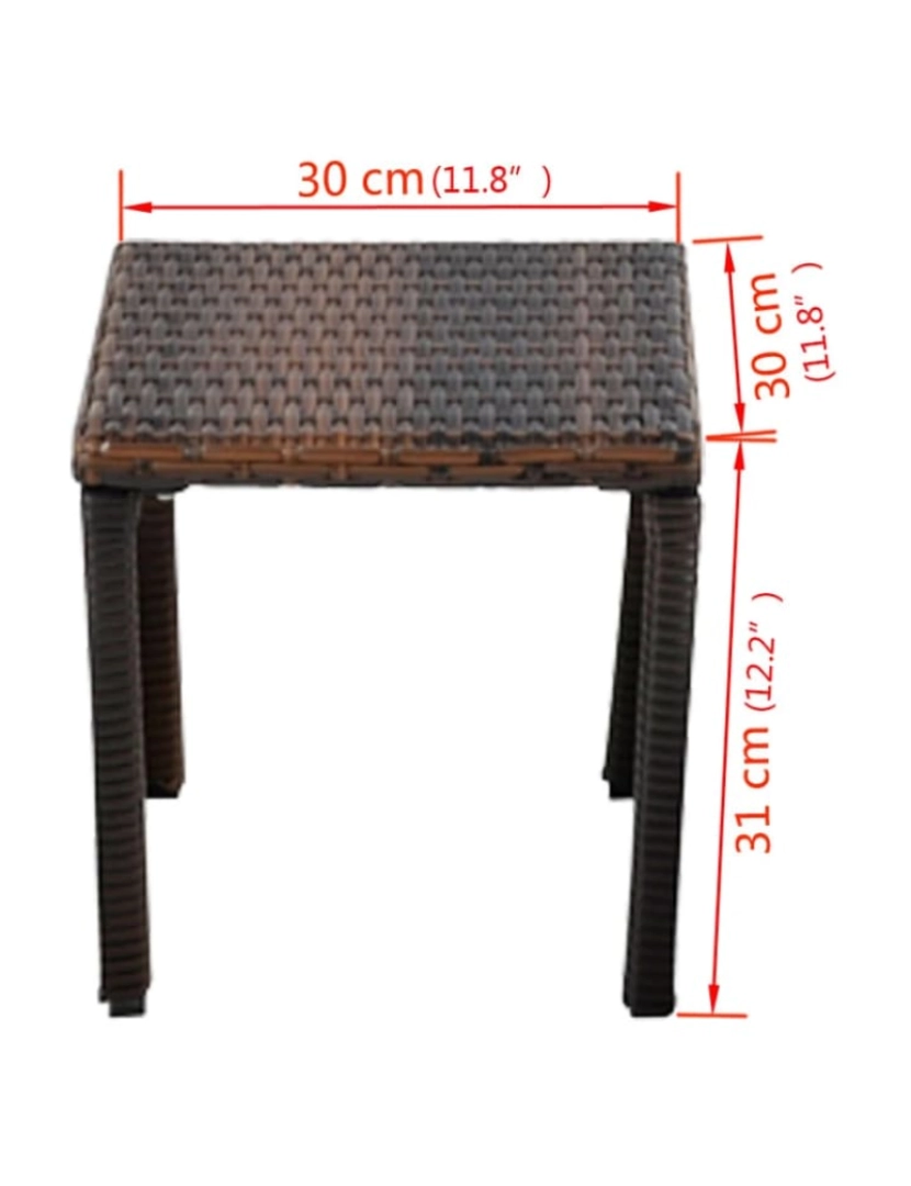 imagem de vidaXL Espreguiçadeiras com mesa vime PE castanho9