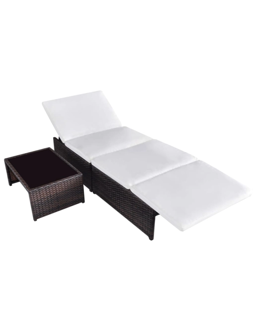 imagem de vidaXL Espreguiçadeiras com mesa 2 pcs vime PE castanho5