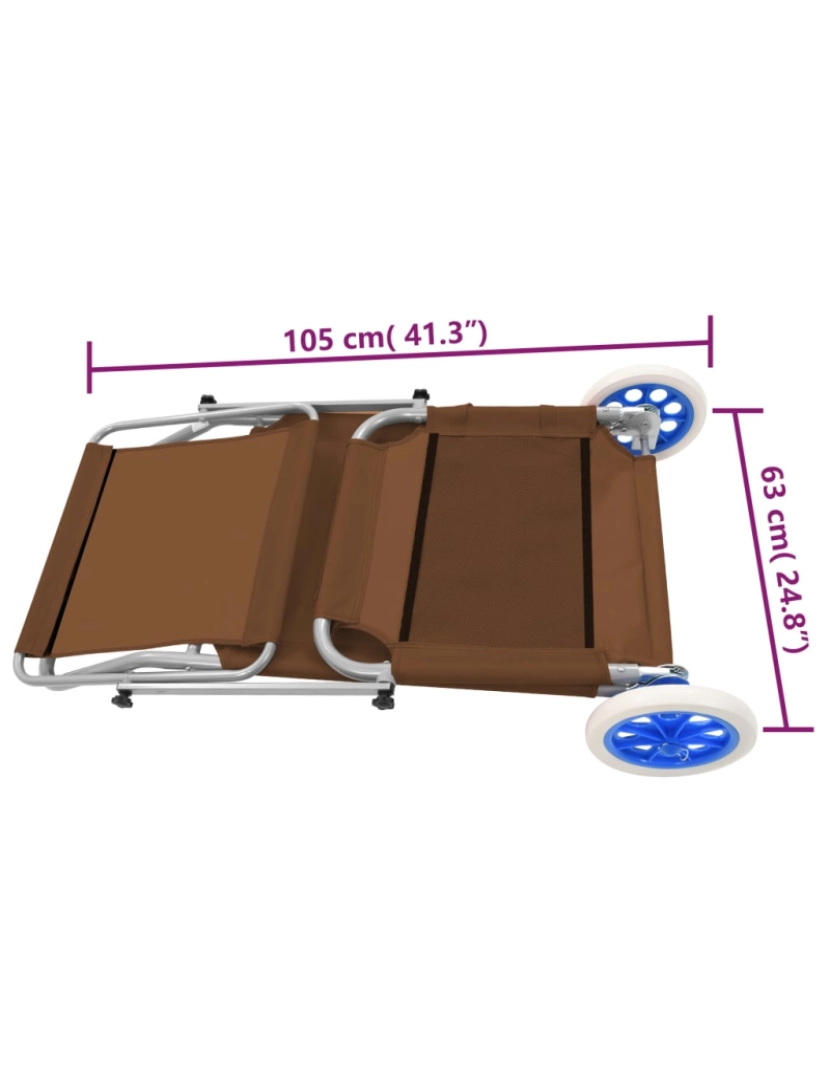 imagem de vidaXL Espreguiçadeira dobrável c/ toldo e rodas aço cinza-acastanhado11